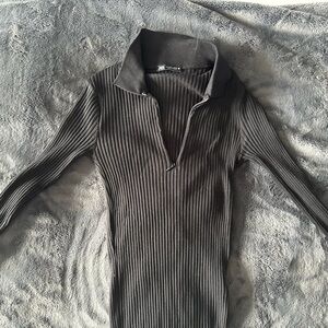 Zara Black Ribbed Knit Sweater
